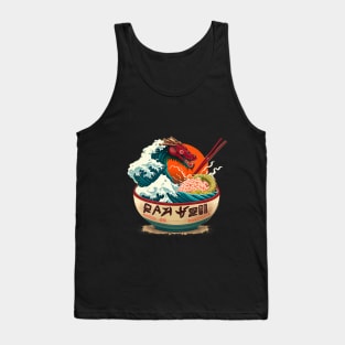 Ramen of Kanagawa monster dragon in sea front of sun Tank Top